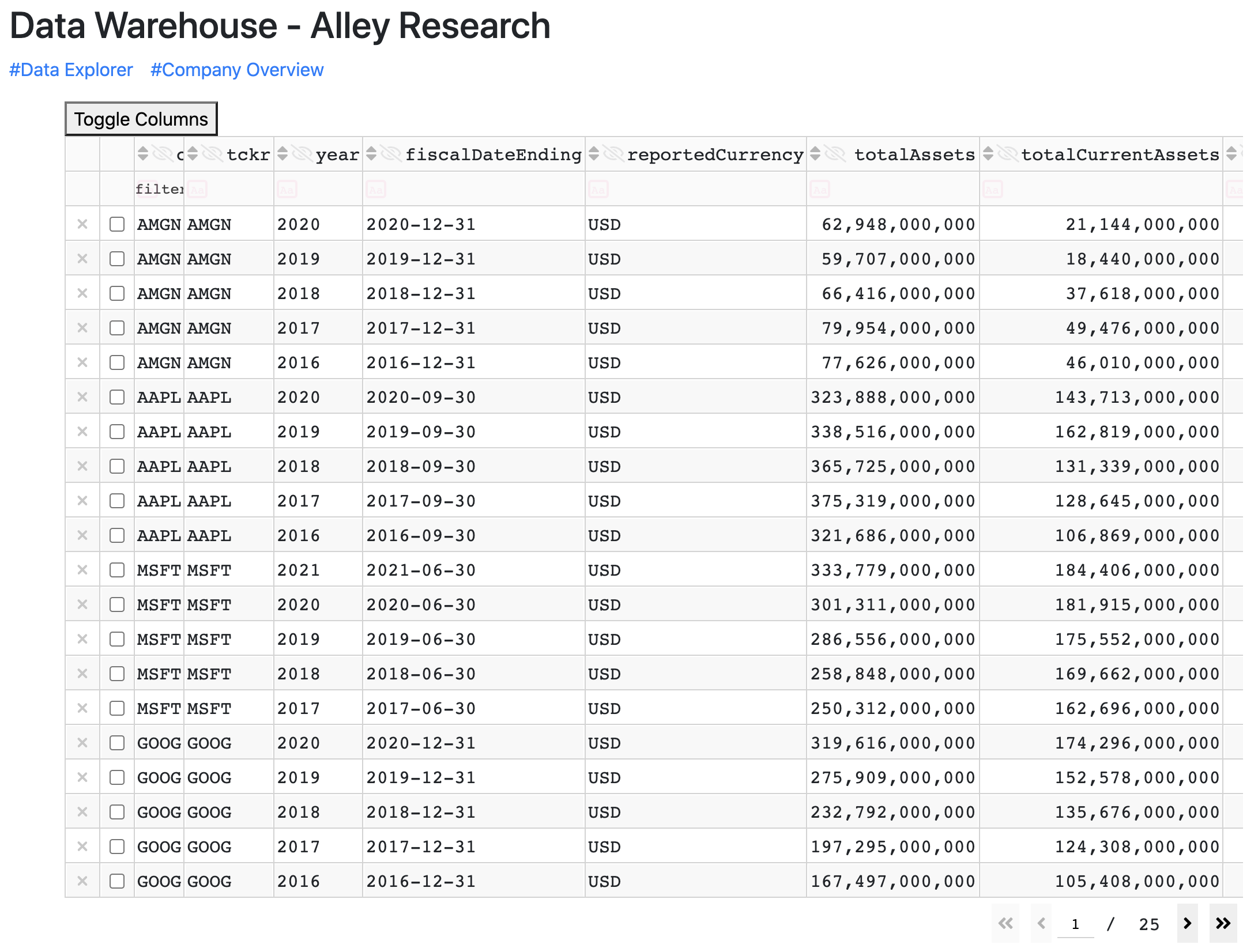Company Data Explorer by Alley Research
